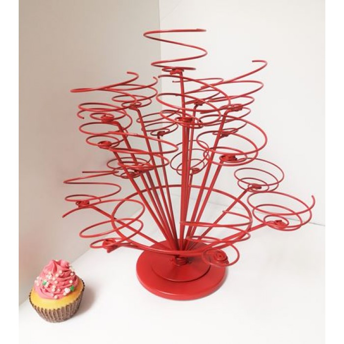 Présentoir à cupcakes spirales rouge